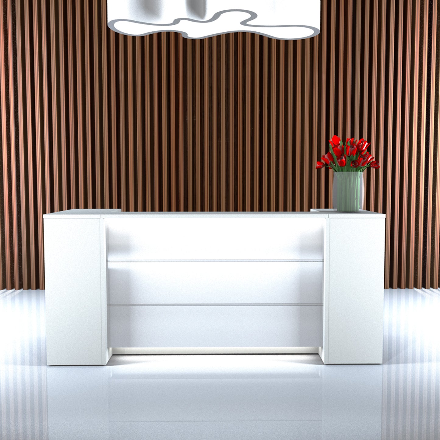 Novum reception counter | 3200-4000 mm, multicolor LED lighting, anthracite