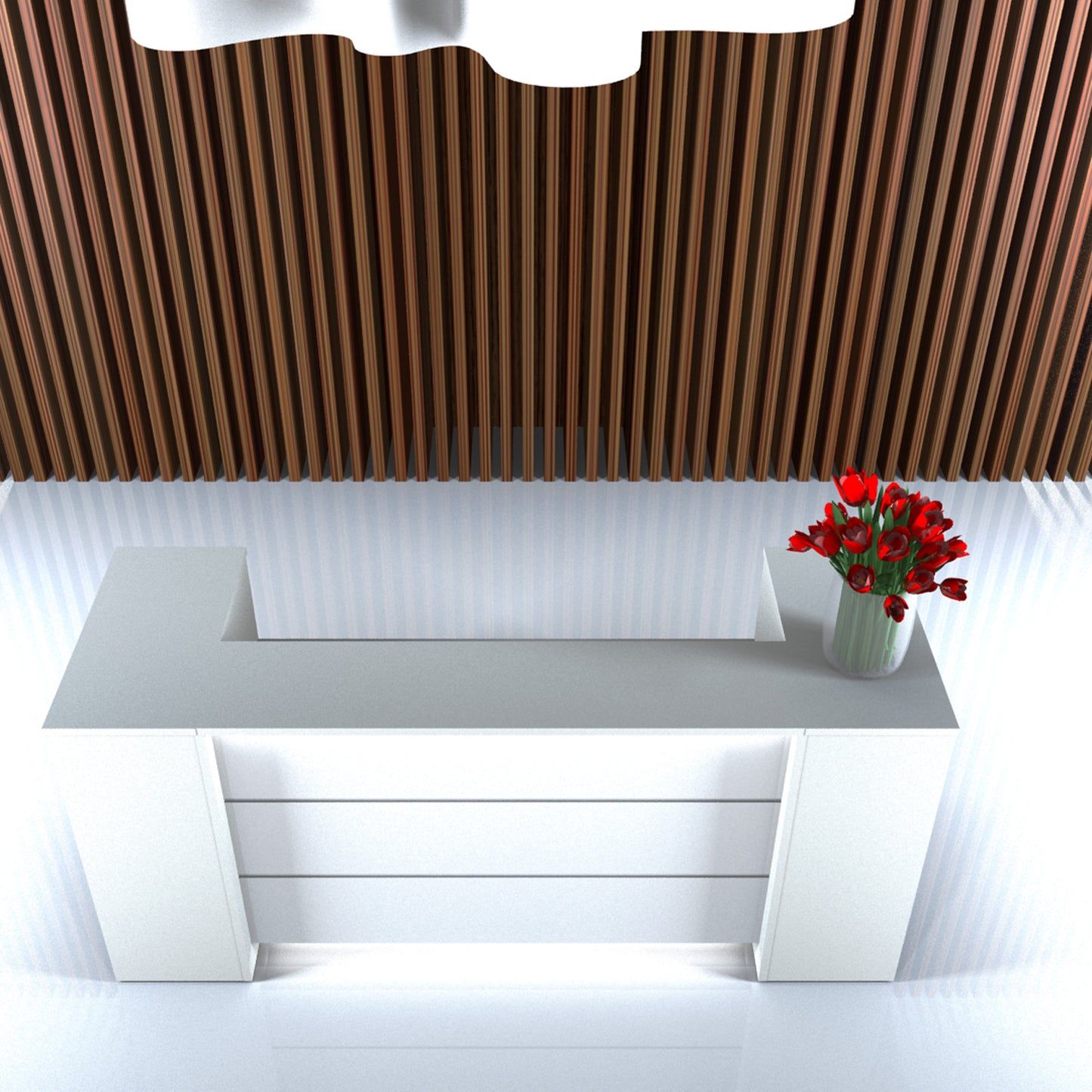 Novum reception counter | 3200-4000 mm, multicolor LED lighting, anthracite