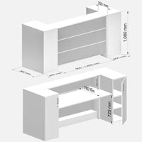 Novum reception counter | 3200-4000 mm, multicolor-LED lighting, white