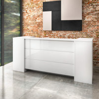 Novum reception counter | 3200-4000 mm, multicolor-LED lighting, white