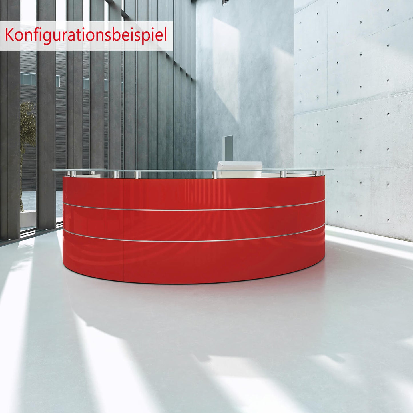 Emel - Granada Reception Counter | Round, 2387 x 1168 mm