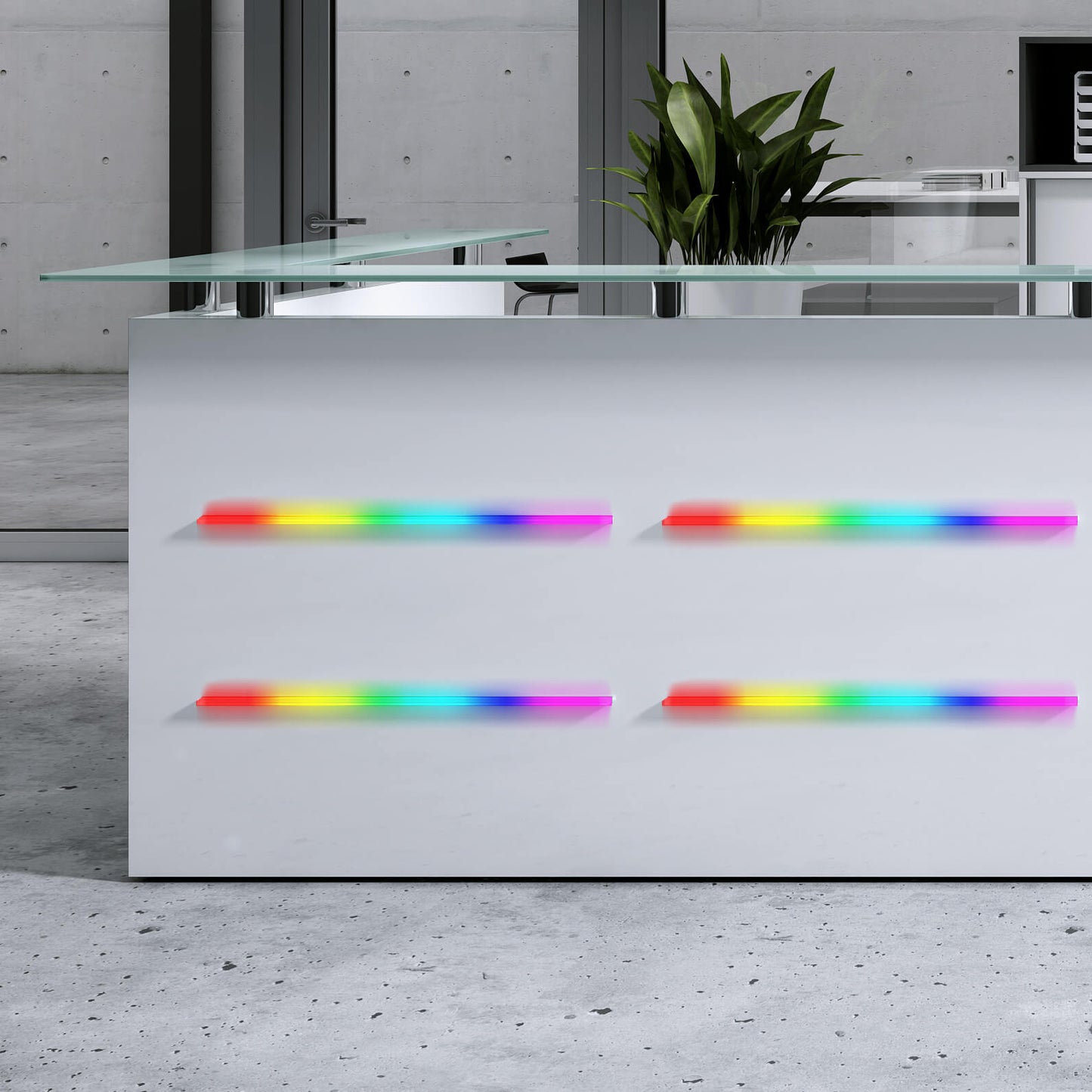 Emel - Murcia Reception Counter | Éclairage LED, 1600 x 890 mm