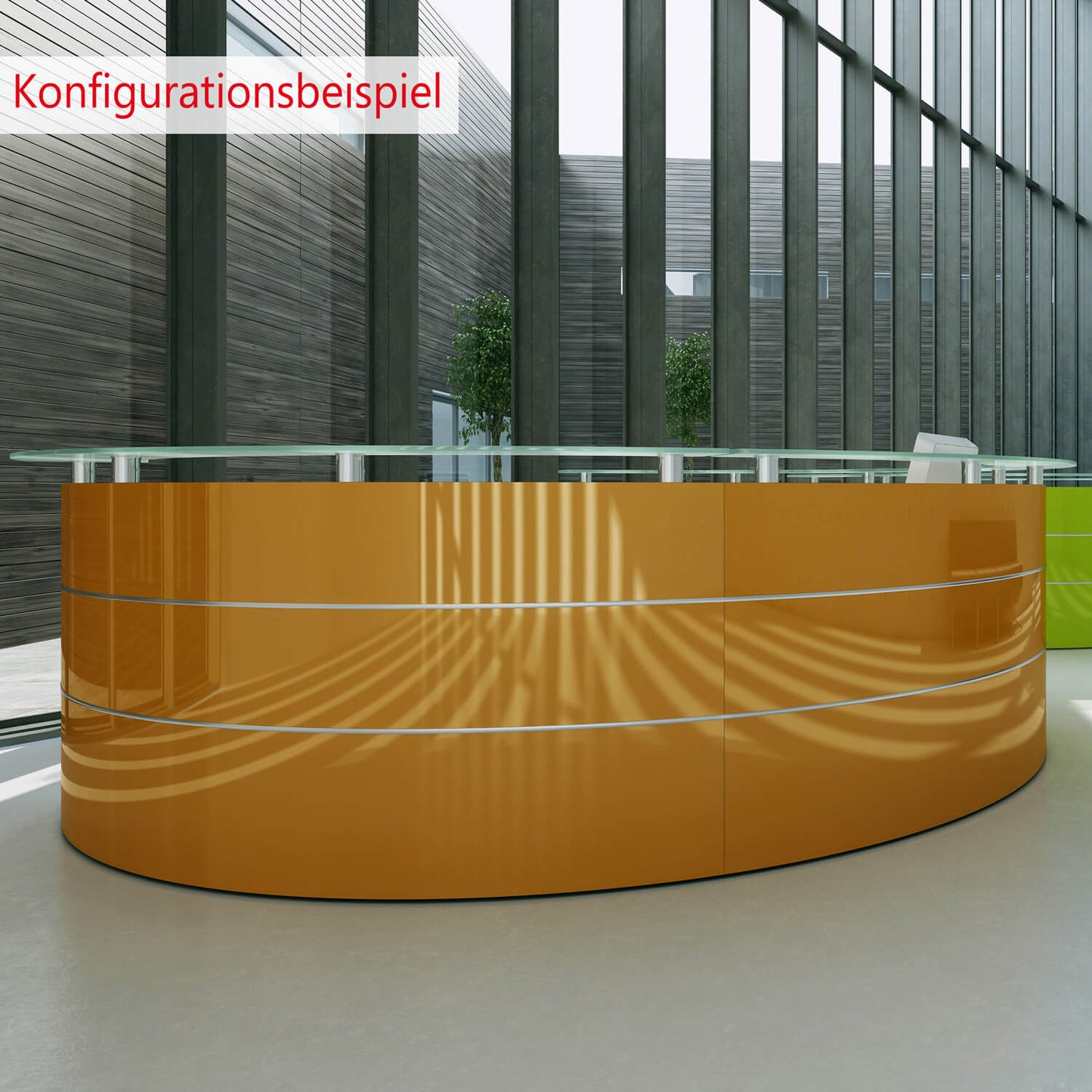 Emel - Granada Reception Counter | Round, 2387 x 1168 mm