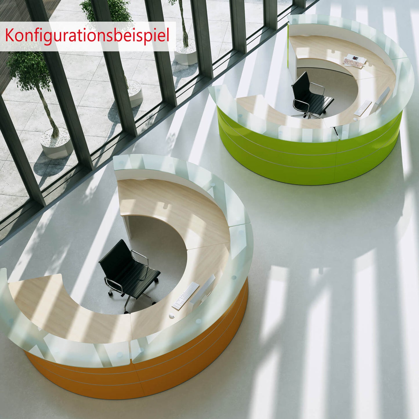 Emel - Granada Reception Counter | Round, 2387 x 1168 mm