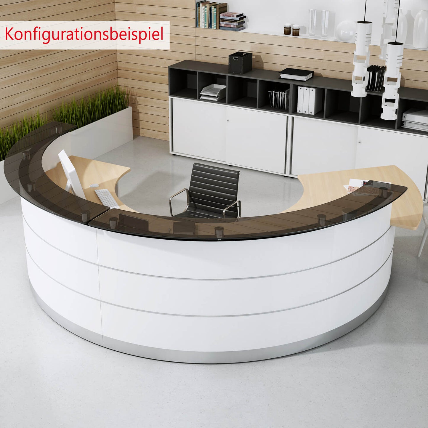 eMel - GRANADA reception desk | Round, 2387 x 1168 mm