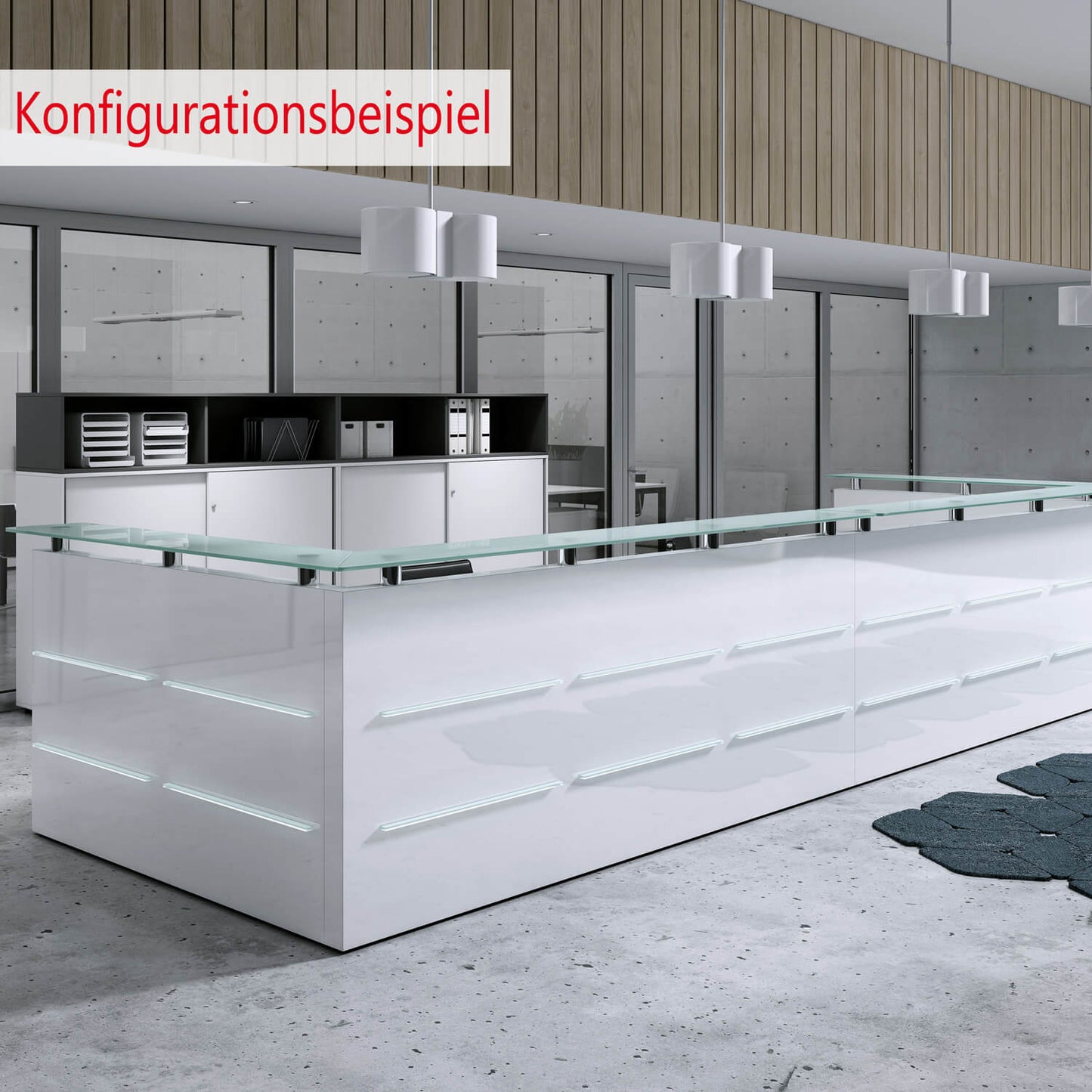 Emel - Murcia Reception Counter | Éclairage LED, 1600 x 890 mm