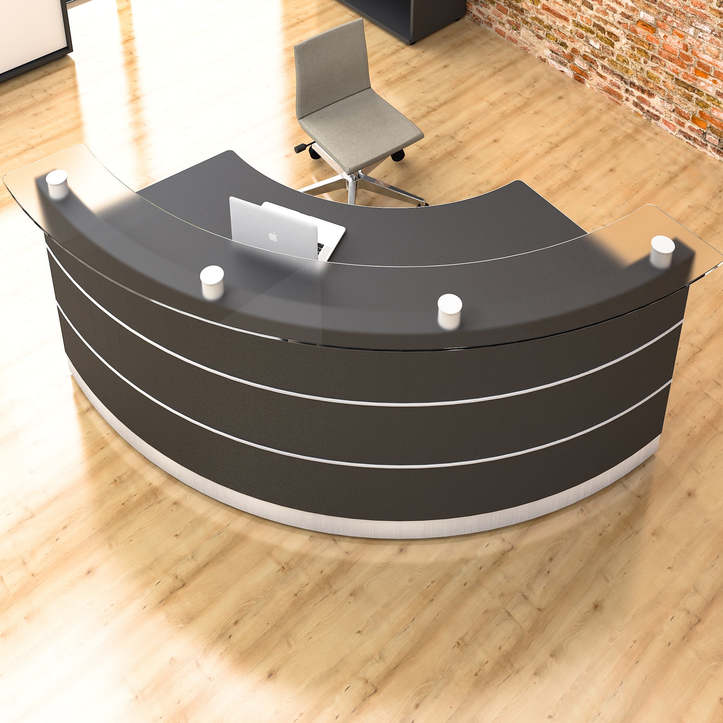 eMel - VALENCIA reception desk | Round, 2387 x 1168 mm