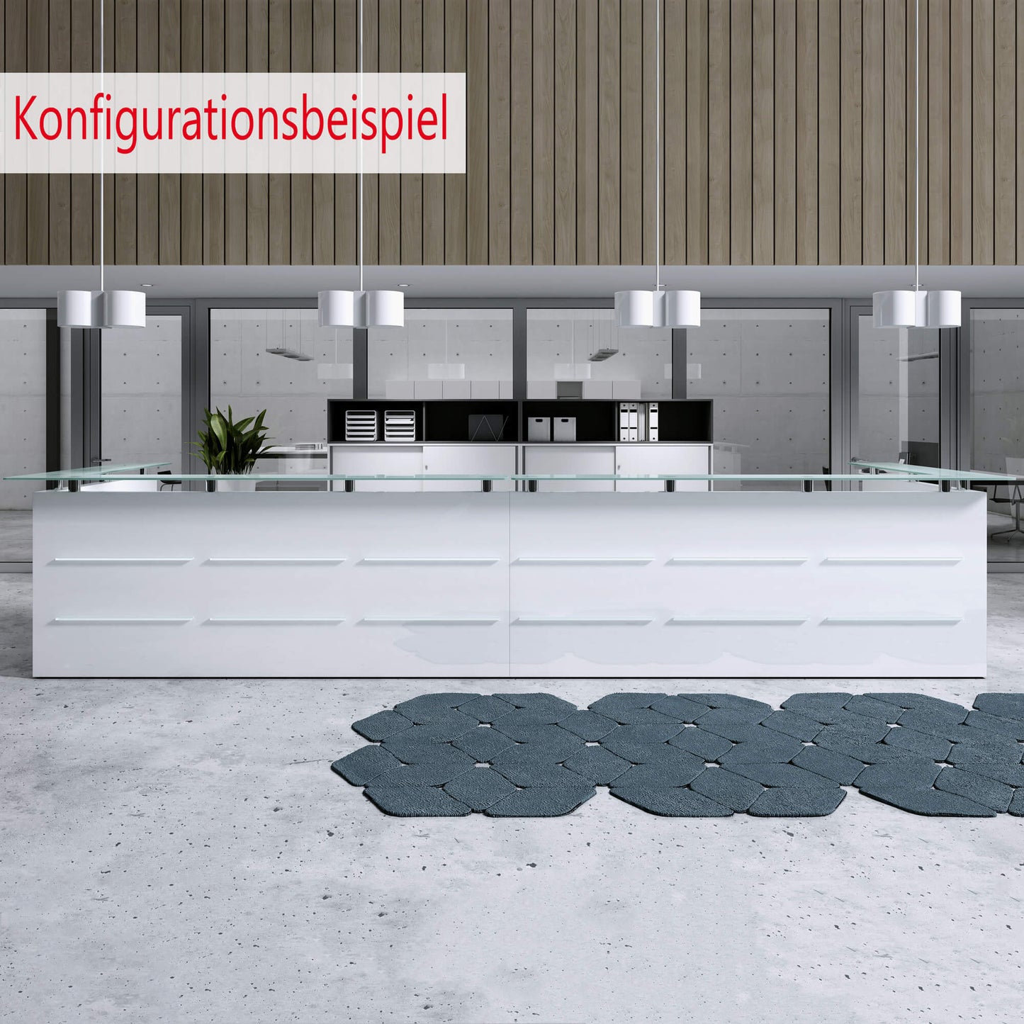 Emel - Murcia Reception Counter | Éclairage LED, 1600 x 890 mm