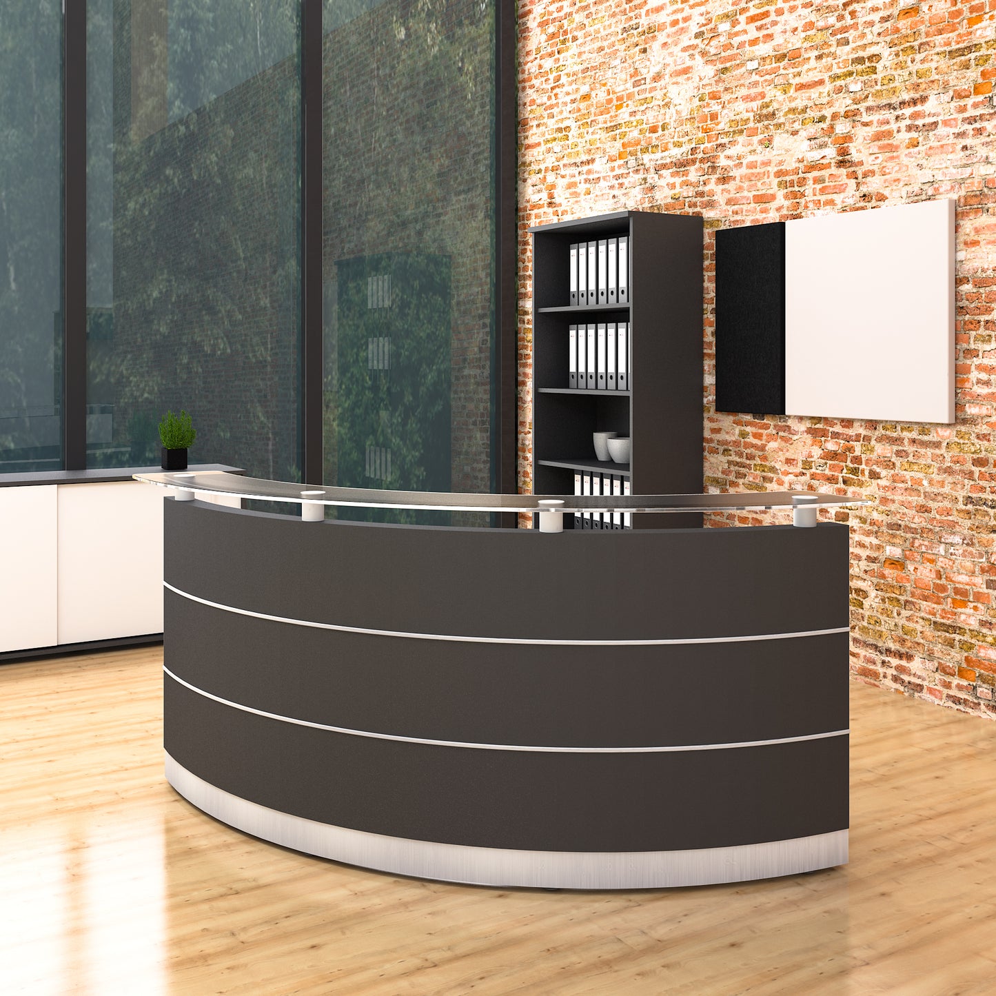 Emel - Valencia Reception Counter | Round, 2387 x 1168 mm