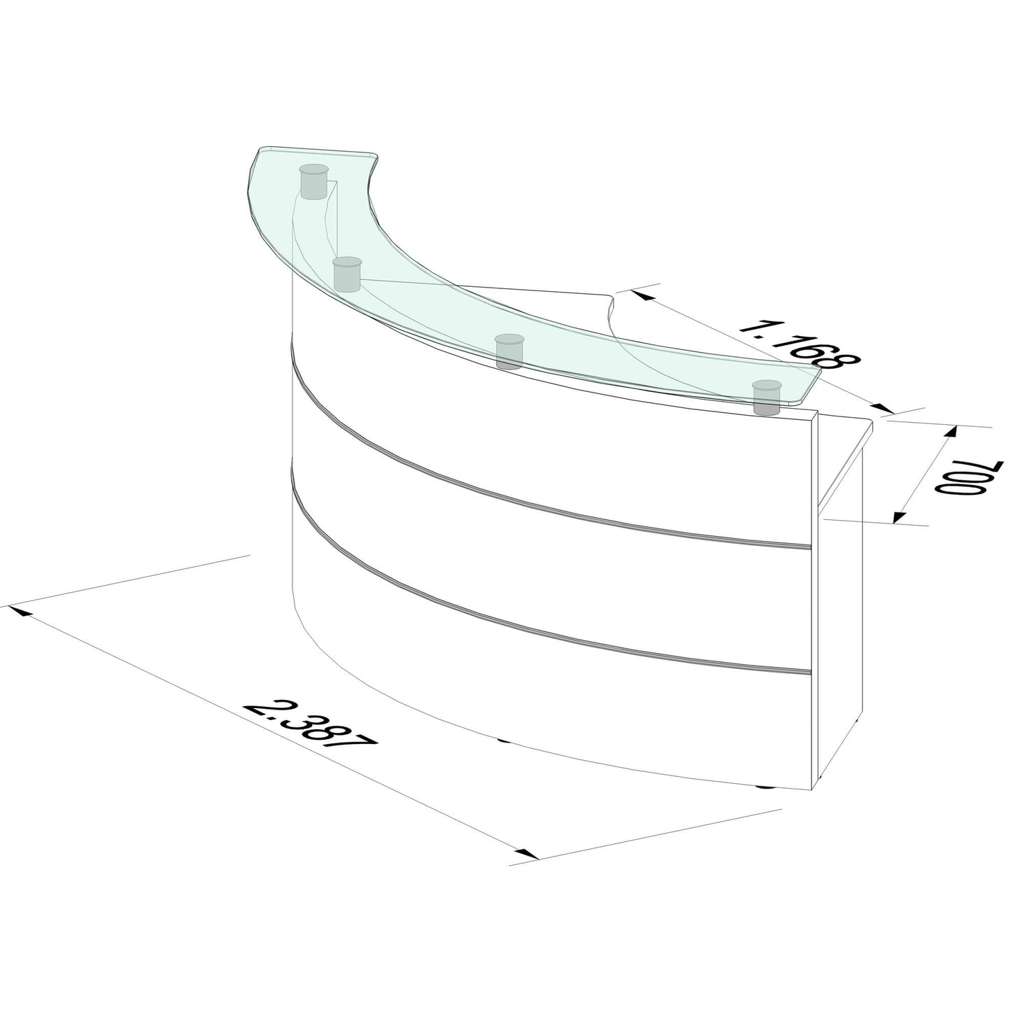 Emel - Granada Reception Counter | Round, 2387 x 1168 mm