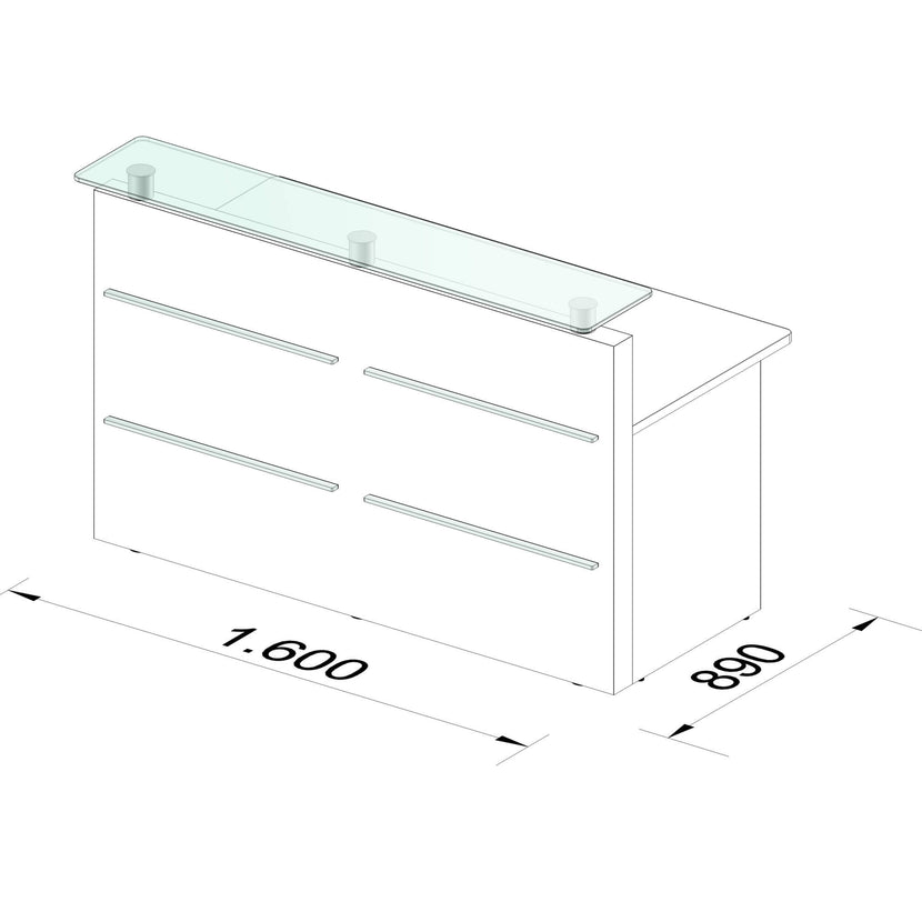 Emel - contatore di accoglienza Murcia | Illuminazione a led, 1600 x 890 mm