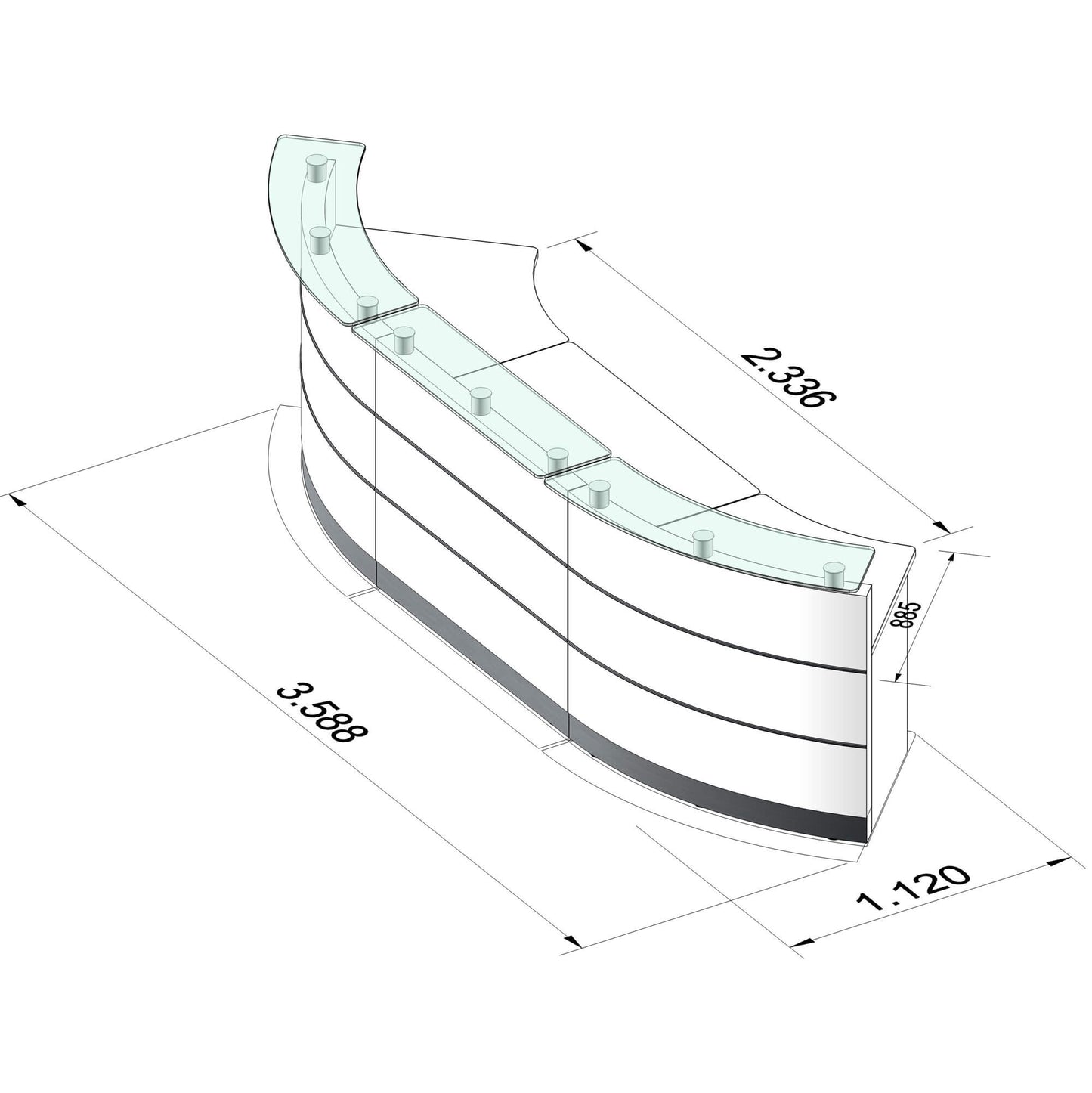 eMel - MALAGA reception desk | 3588x1120mm