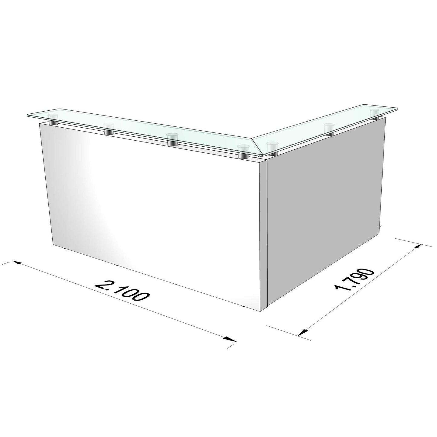 eMel - SEVILLA reception desk | Corner counter, 2100 x 1790 mm