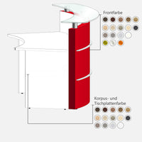 eMel - CADIZ reception desk | Round, LED lighting, 2370 x 1702 mm