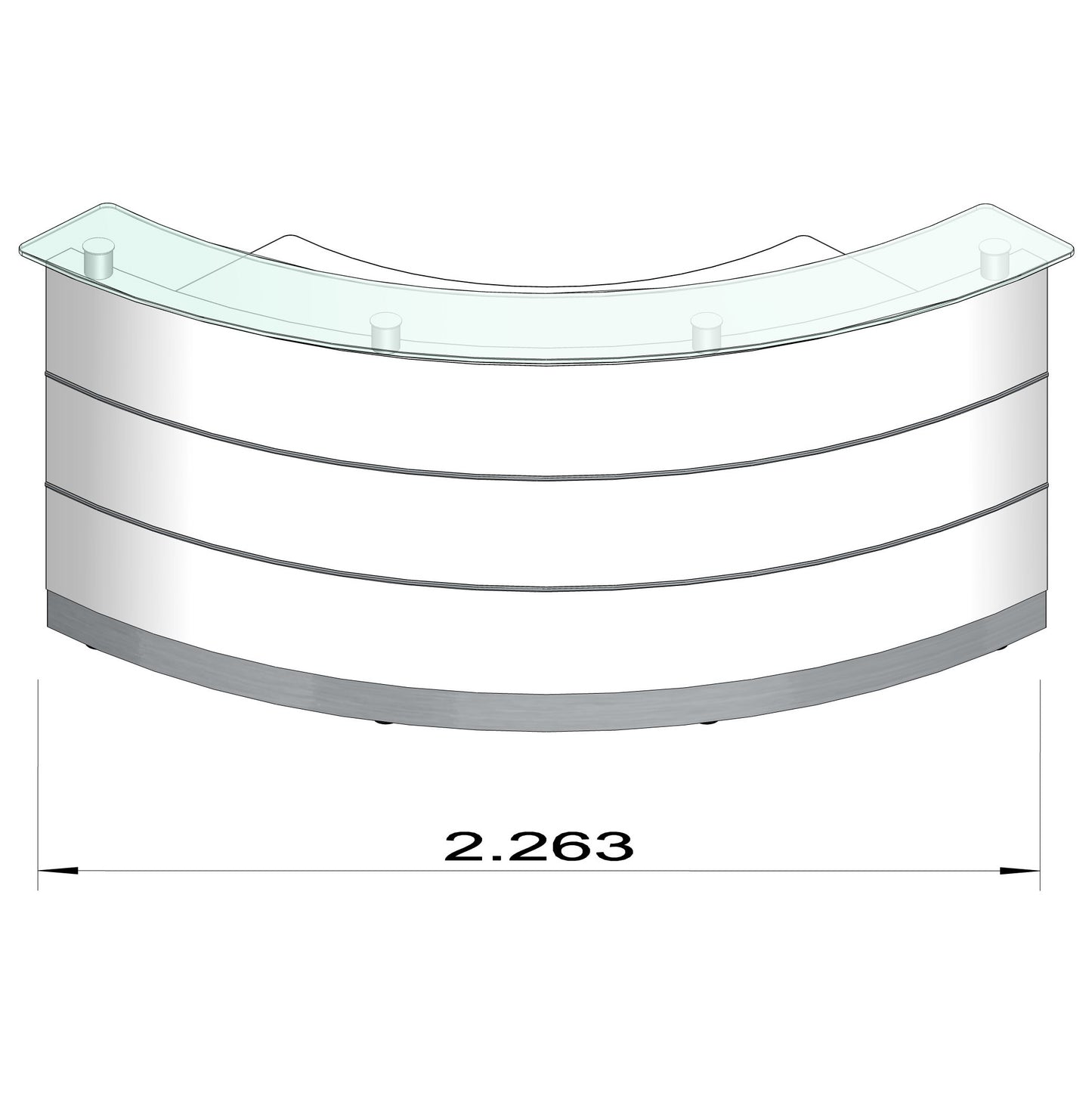 eMel - VALENCIA reception desk | Round, 2387 x 1168 mm