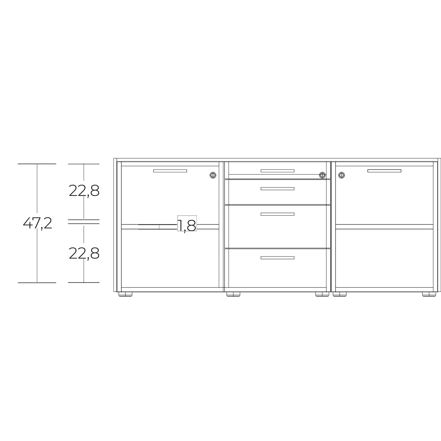 BRALCO JET EVO Executive desk | Glass tabletop, integrated lowboard, white