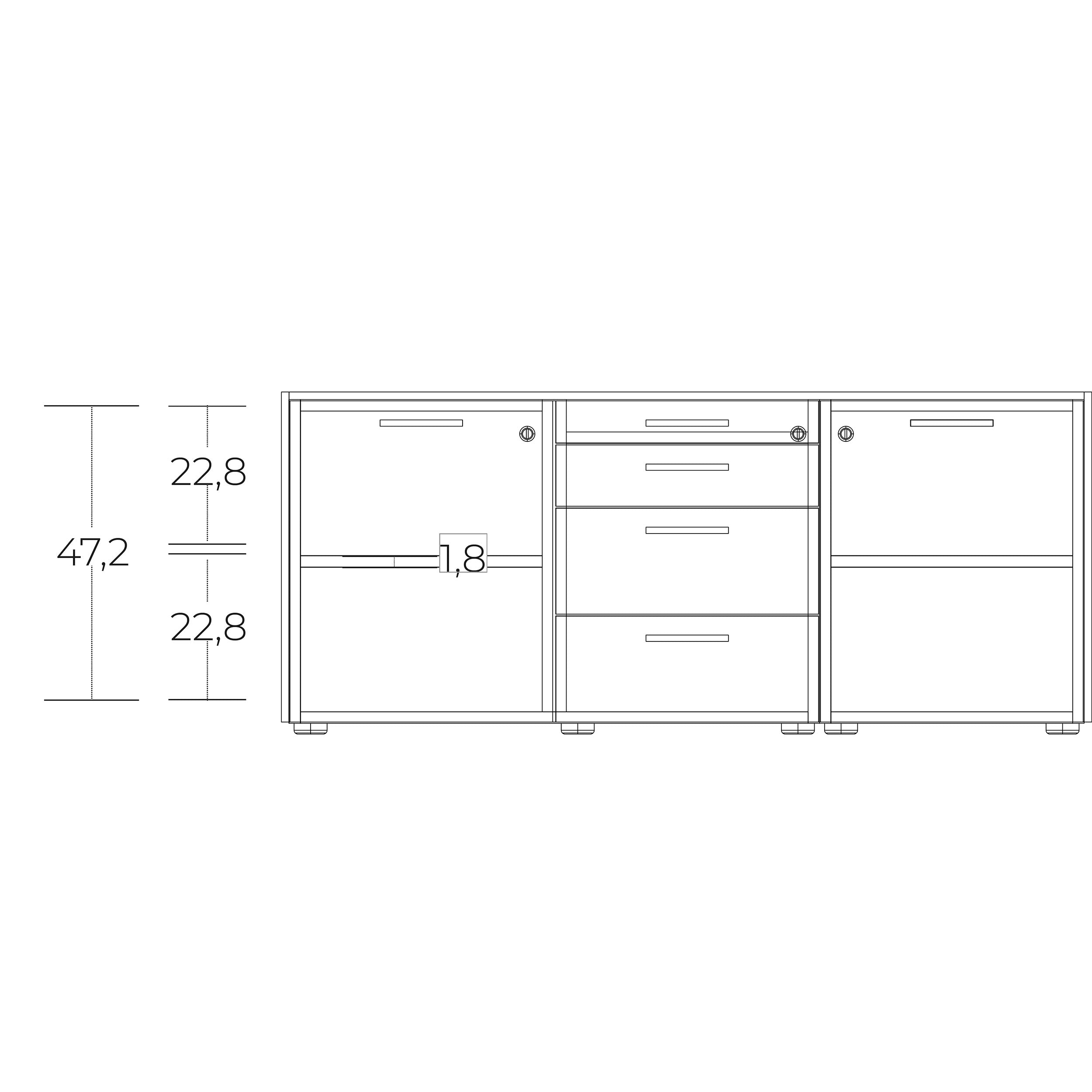 BRALCO JET EVO Executive desk | Glass tabletop, integrated lowboard, white