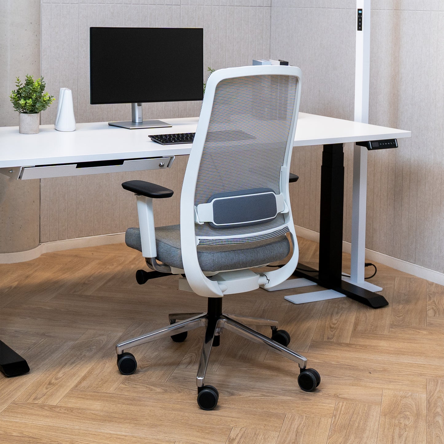 FILO-B 2.0 office swivel chair | Lumbar lumbar support, mesh back, gray