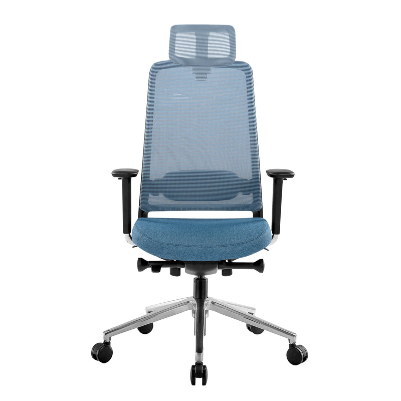 FILO 2.0 Bürodrehstuhl | Premium-Drehstuhl, Lordosenstütze, Netzrücken, 4D-Armlehnen, Blau - 5 Main Image