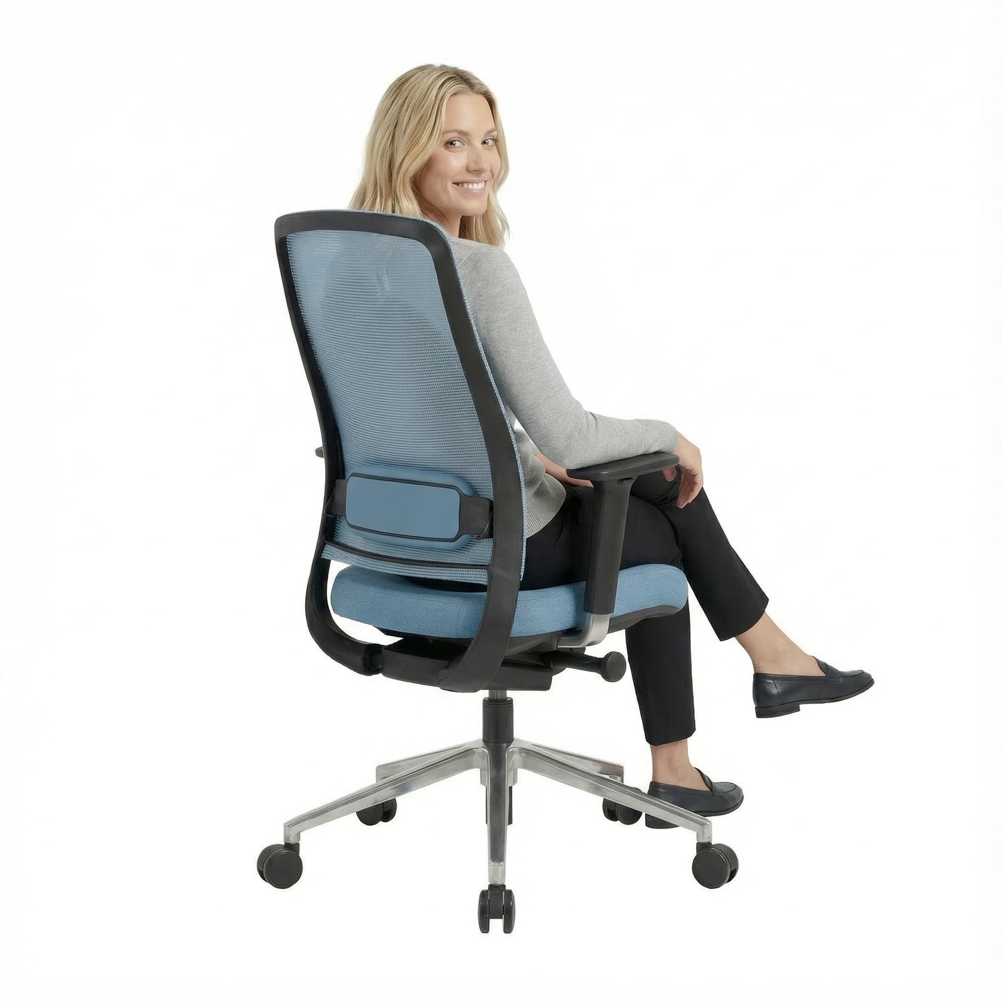 FILO-B 2.0 sedia girevole per ufficio | Lombari Vertebrae Lordosi, rete di rete, blu