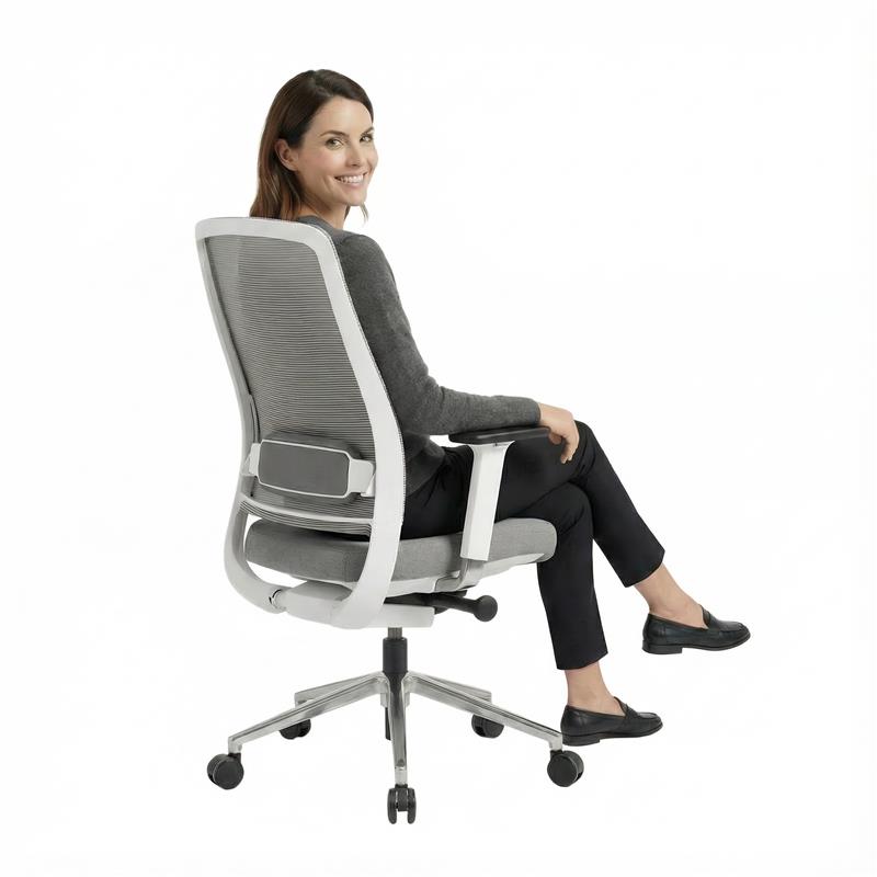 FILO-B 2.0 sedia girevole per ufficio | Lombari Vertebrae Lordosi, rete di rete, grigio