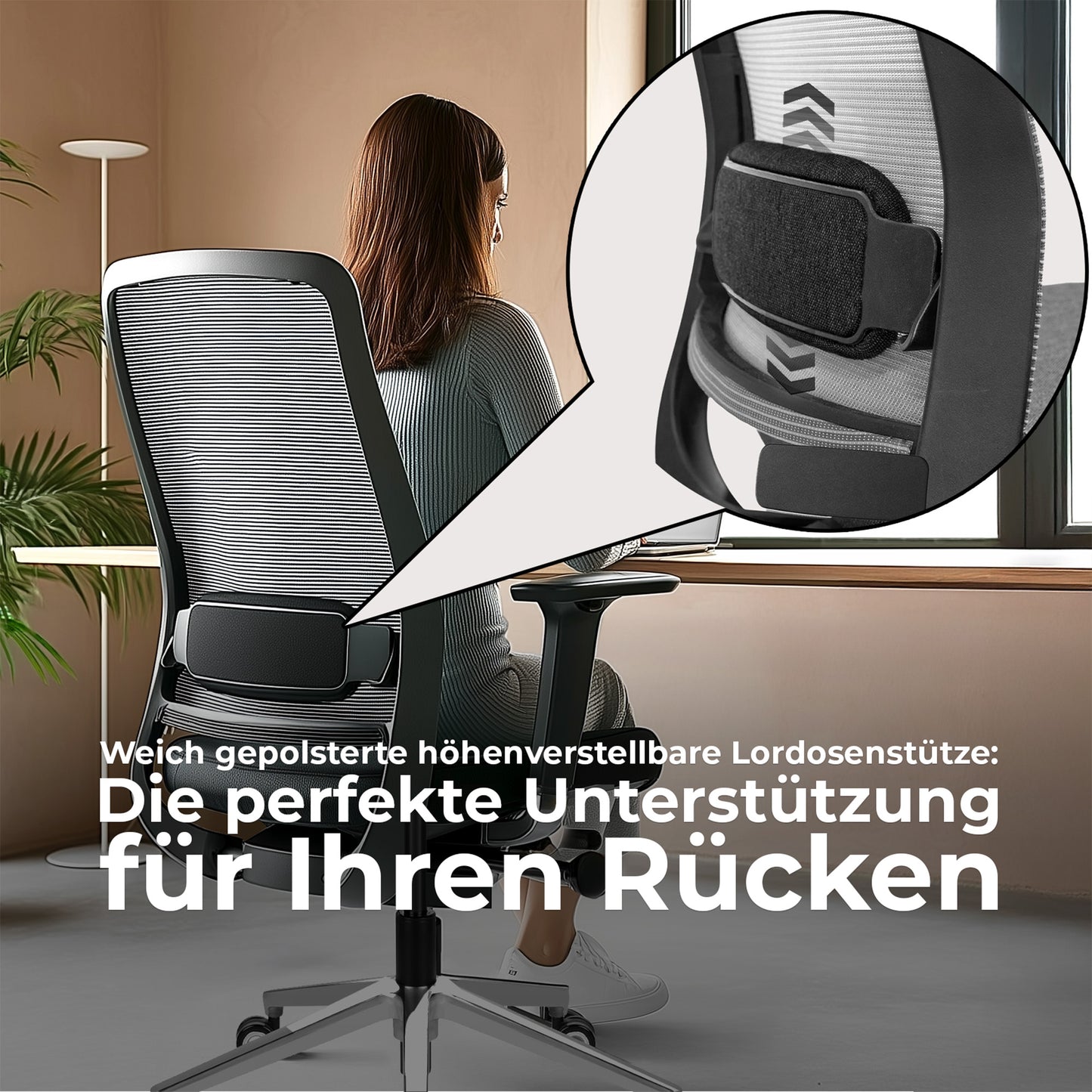 FILO-B 2.0 office swivel chair | Lumbar lumbar support, mesh back, gray