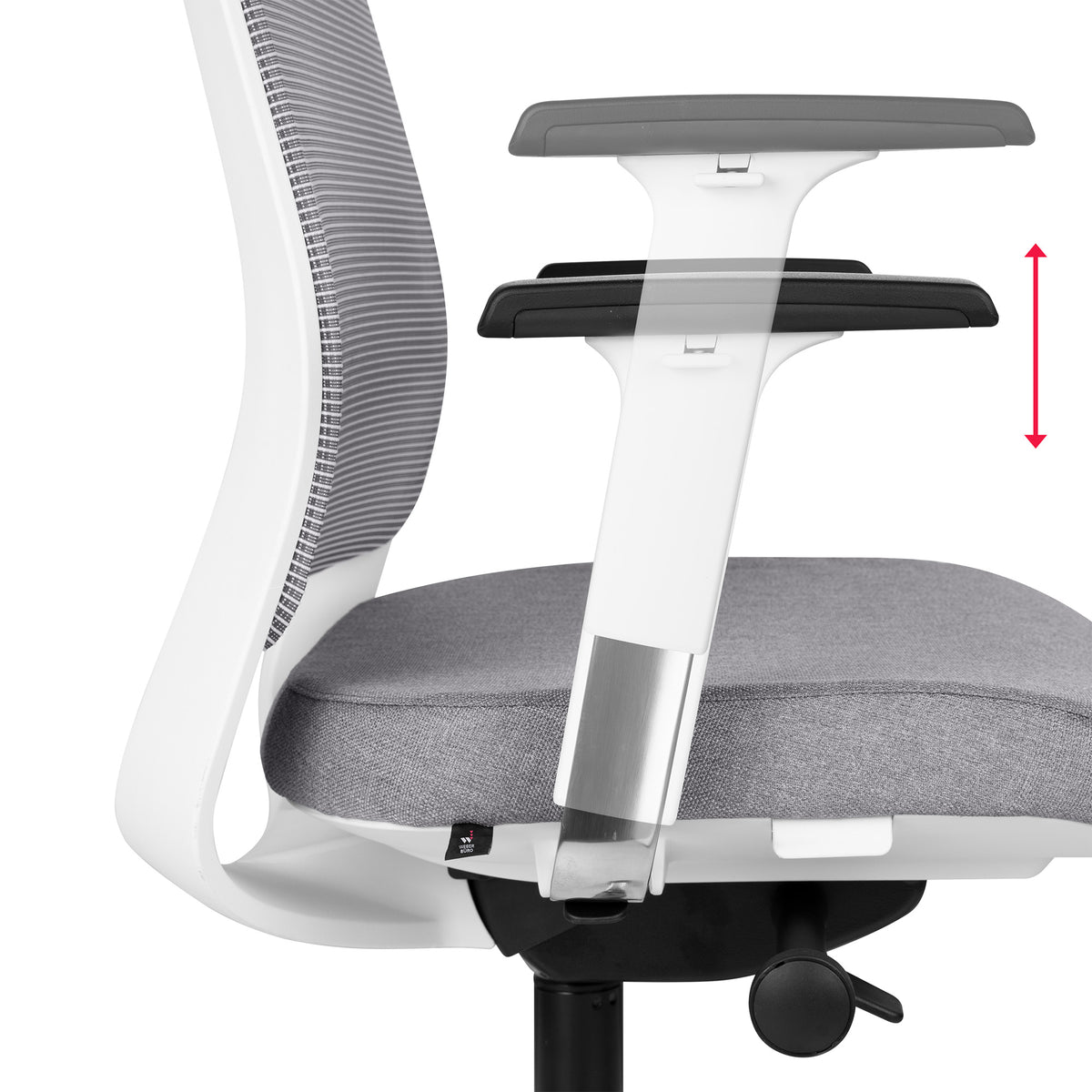 FILO 2.0 Bürodrehstuhl | Premium-Drehstuhl, Lordosenstütze, Netzrücken, 4D-Armlehnen, Grau - 7 Lightbox Main Image