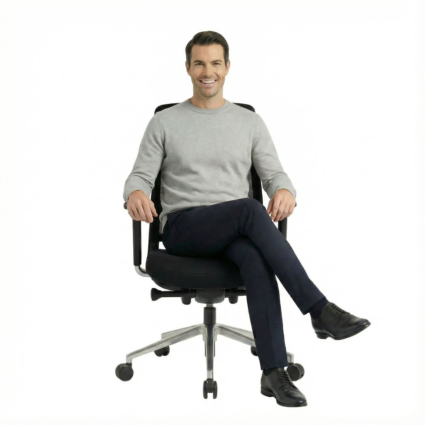 FILO 2.0 Bürodrehstuhl | Premium-Drehstuhl, Lordosenstütze, Netzrücken, 4D-Armlehnen, Schwarz