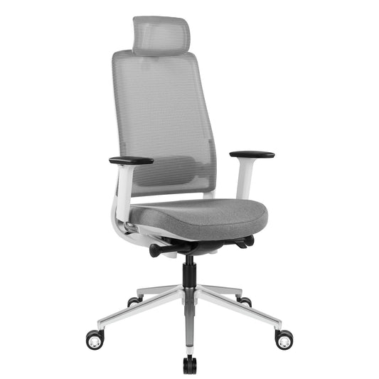 FILO-A 2.0 office swivel chair with headrest | Lumbar support, mesh back, gray