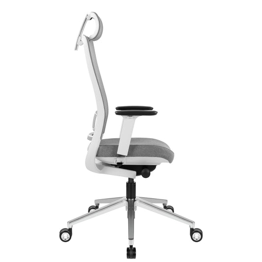 FILO-A 2.0 office swivel chair with headrest | Lumbar support, mesh back, gray