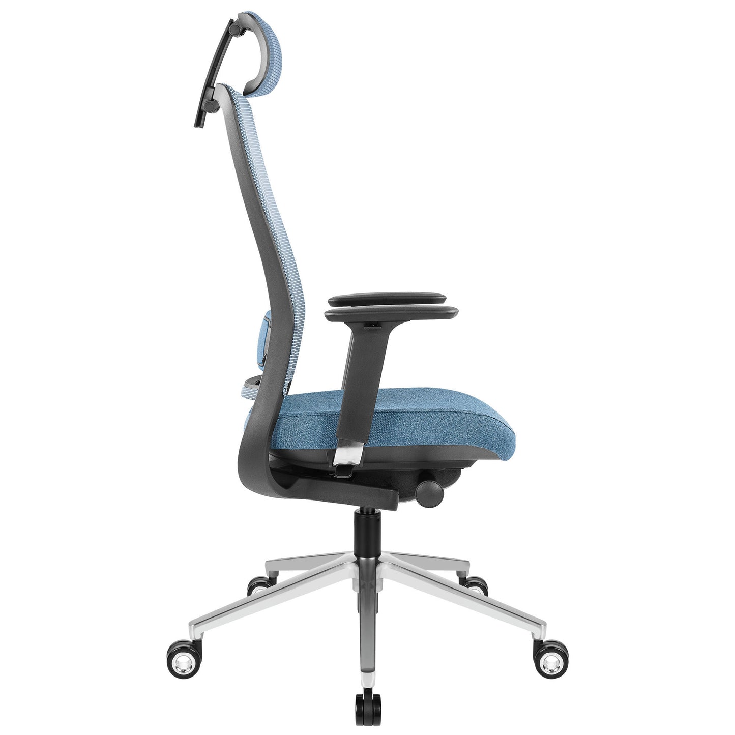 FILO-A 2.0 Chaise pivotante de bureau avec appui-tête | Support de lordose, retour en arrière, bleu