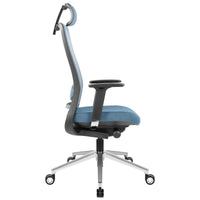 FILO-A 2.0 Chaise pivotante de bureau avec appui-tête | Support de lordose, retour en arrière, bleu