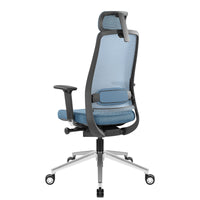 FILO-A 2.0 Chaise pivotante de bureau avec appui-tête | Support de lordose, retour en arrière, bleu