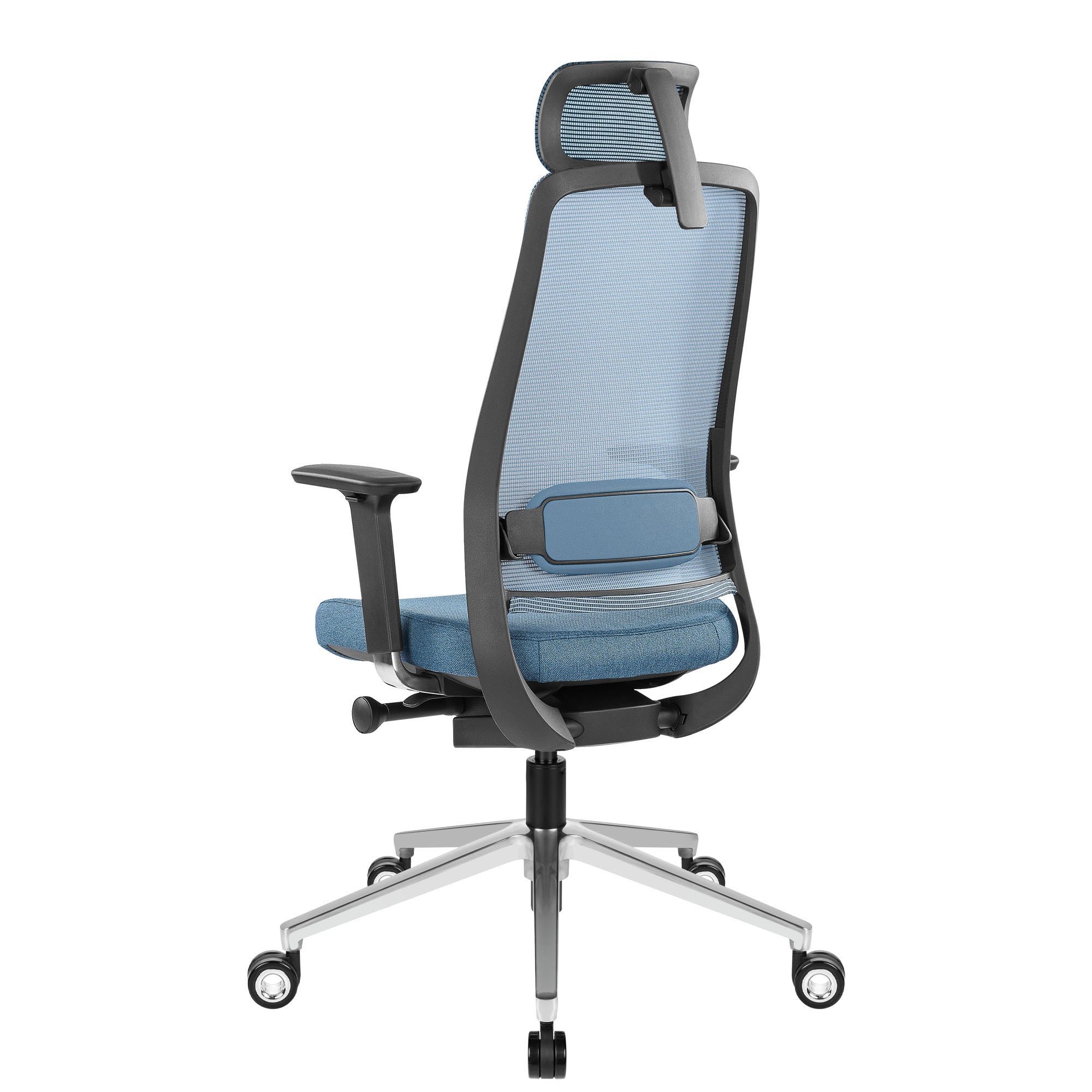 FILO-A 2.0 Chaise pivotante de bureau avec appui-tête | Support de lordose, retour en arrière, bleu
