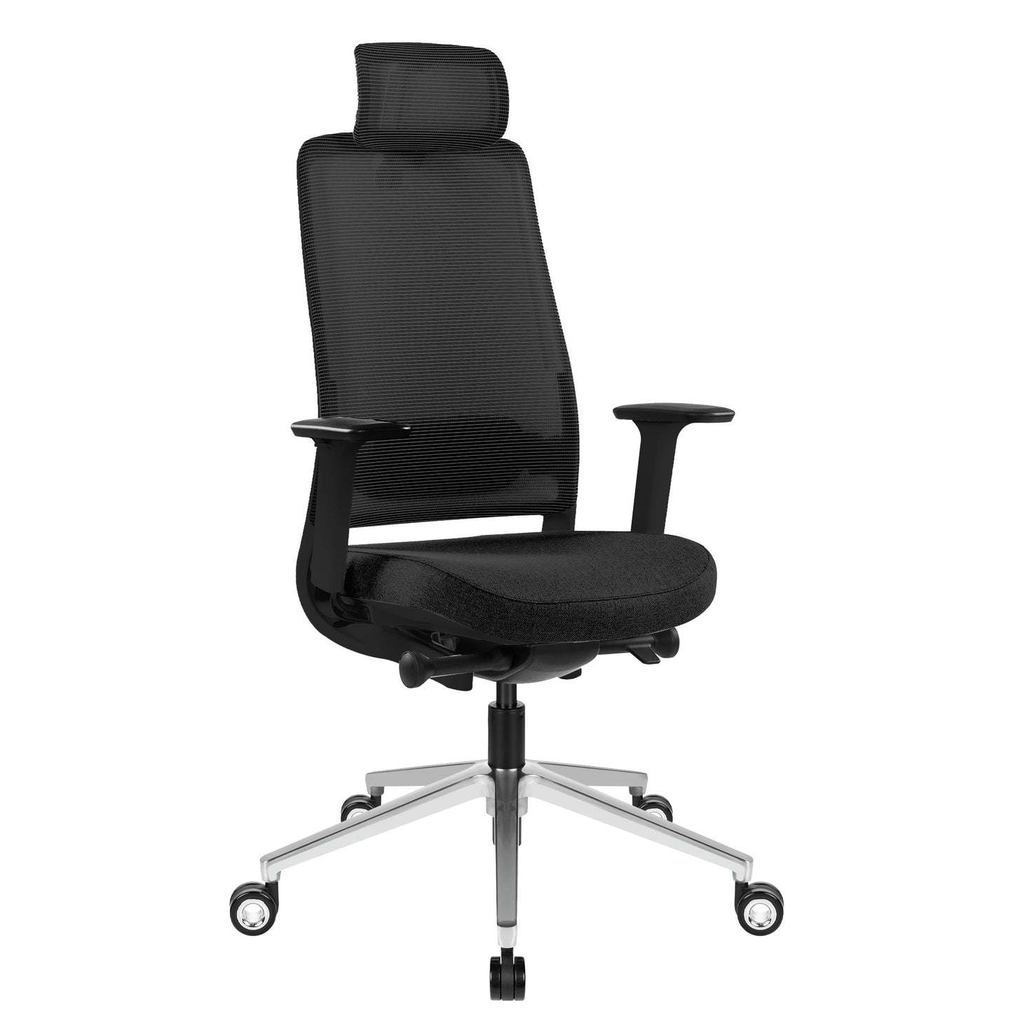 FILO-A 2.0 office swivel chair with headrest | Lumbar support, mesh back, black