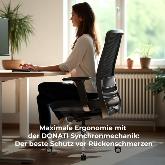 FILO-B 2.0 office swivel chair | Lumbar lumbar support, mesh back, gray