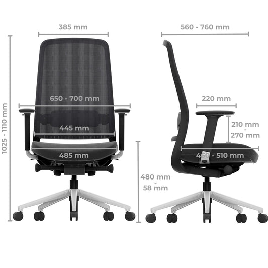 FILO-B 2.0 Chaise pivotante de bureau | Lordose des vertèbres lombaires, retour en réseau, bleu