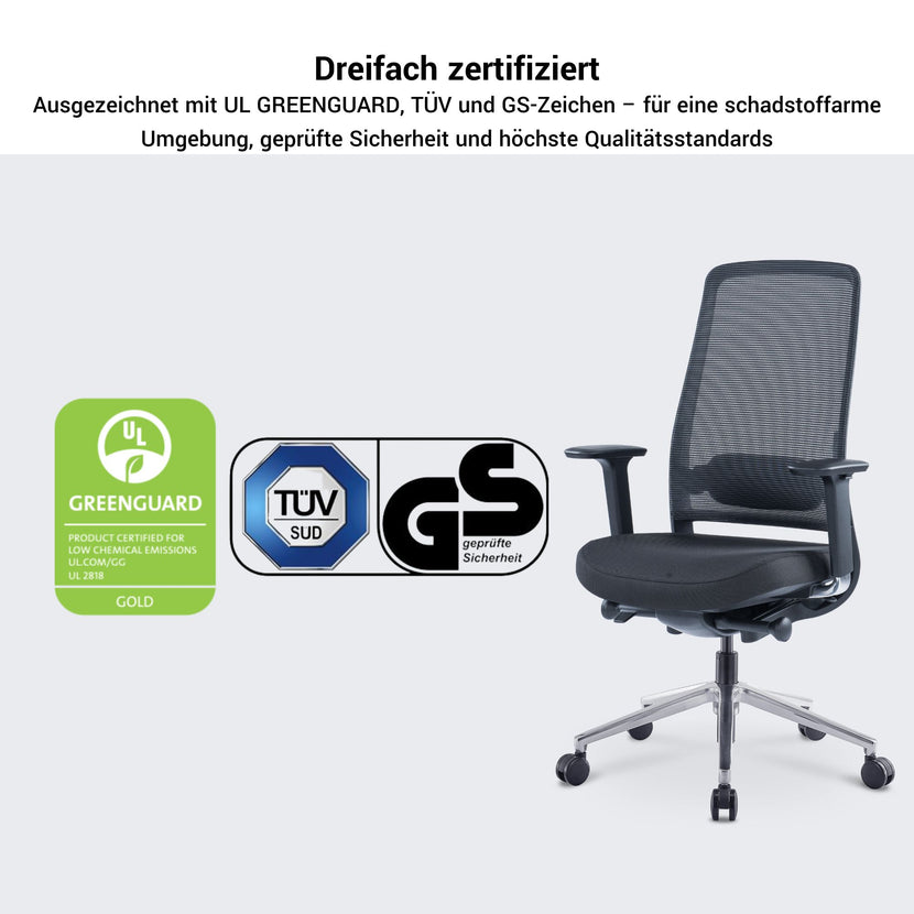 FILO-B 2.0 office swivel chair | Lumbar vertebrae lordosis, network back, black