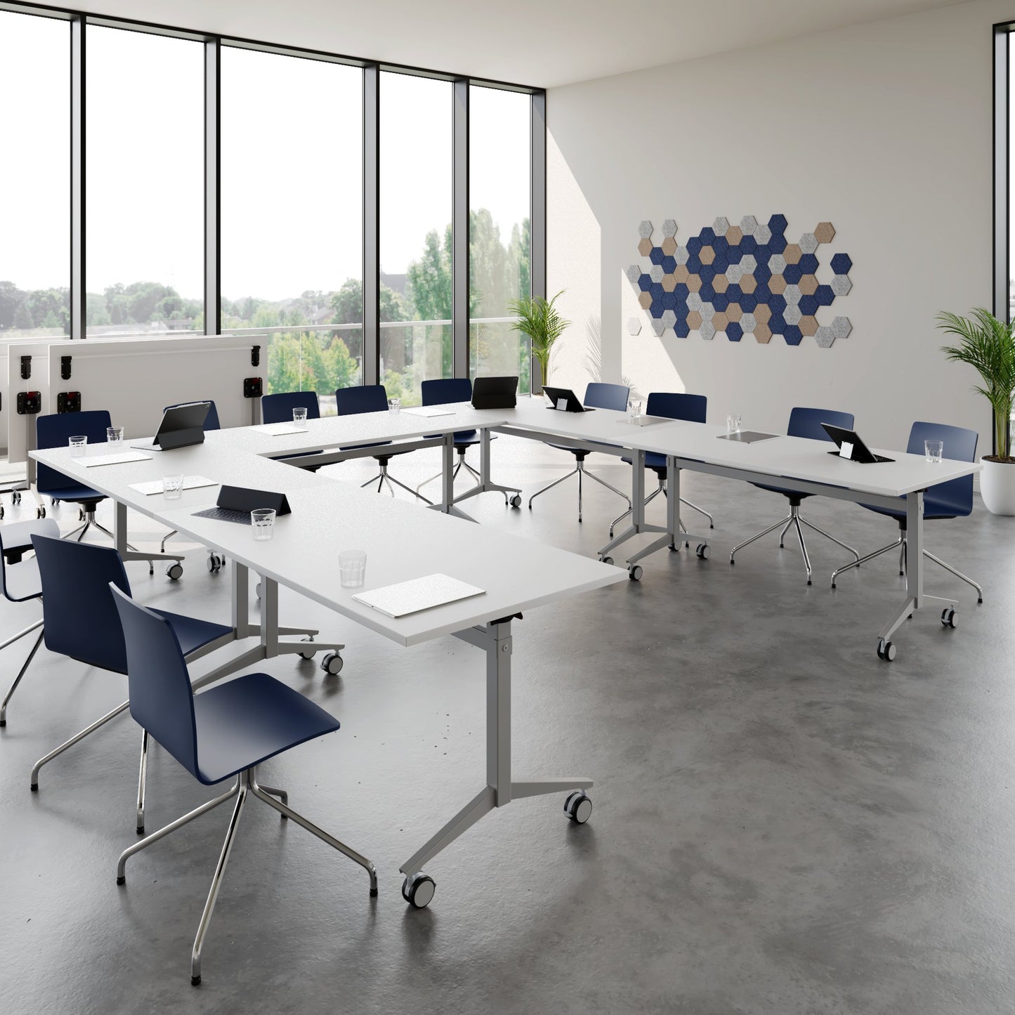 FOTA Klapptisch | 1600 x 800 mm, Rollbar, Klappbar, Weiß