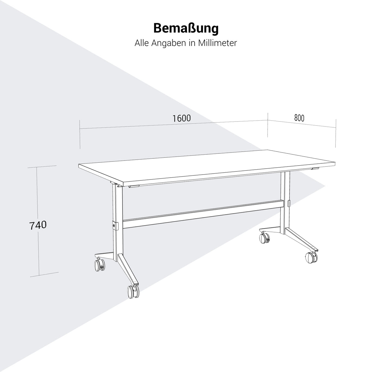 FOTA Klapptisch | 1600 x 800 mm, Rollbar, Klappbar, Weiß - 7 Lightbox Main Image