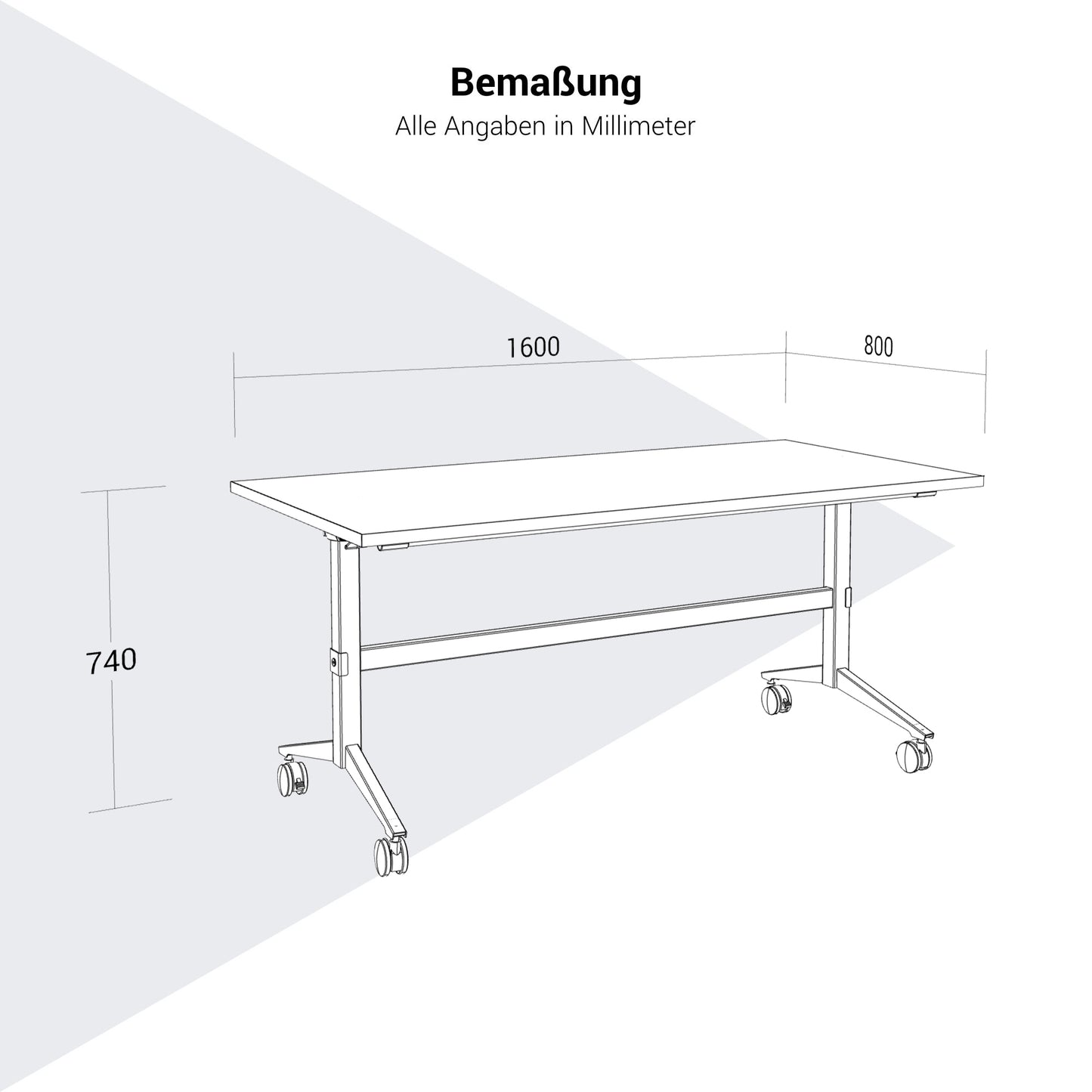 FOTA Klapptisch | 1600 x 800 mm, Rollbar, Klappbar, Weiß