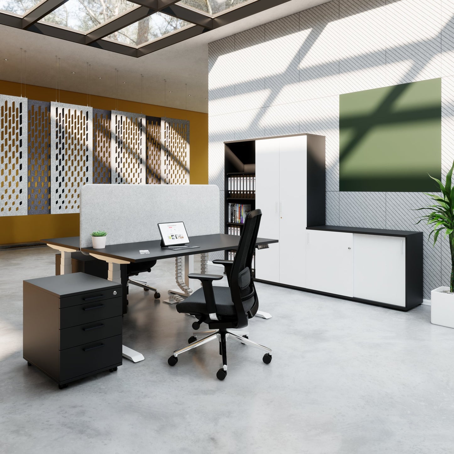 FUSION DUO Set - Komplettbüro für zwei Arbeitsplätze | Anthrazit / Weiß