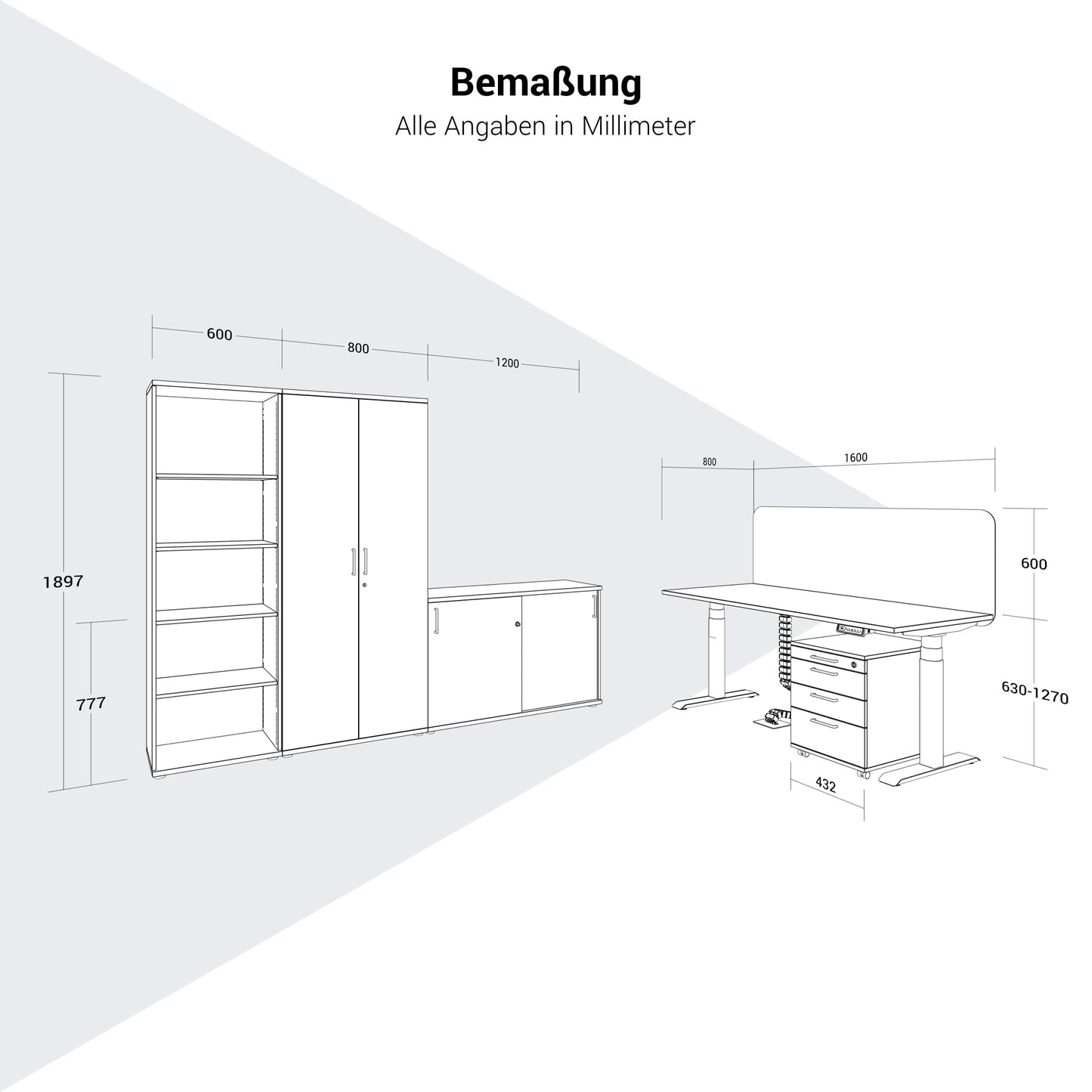 FUSION DUO Set - Komplettbüro für zwei Arbeitsplätze | Perlgrau