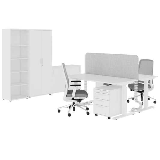 FUSION DUO Set - Komplettbüro für zwei Arbeitsplätze | Weiß