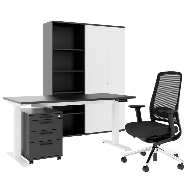 FUSION Set - Das ergonomische Komplettbüro | Anthrazit / Weiß - 1 Main Image