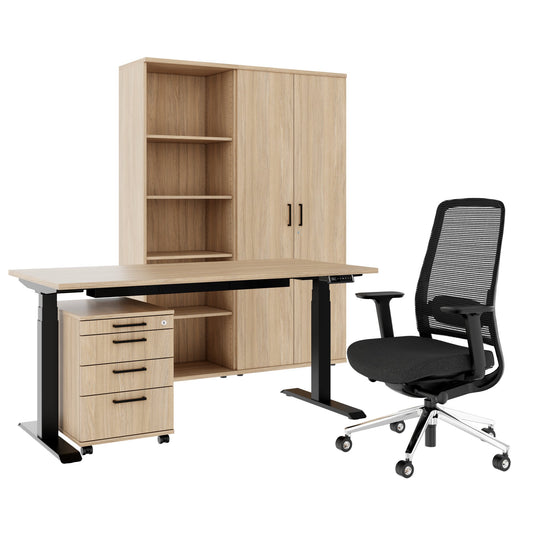 FUSION Set - The ergonomic complete office | Amber oak