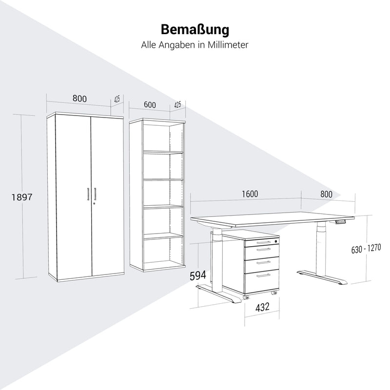 FUSION Set - Das ergonomische Komplettbüro | Bernsteineiche - 10 Main Image