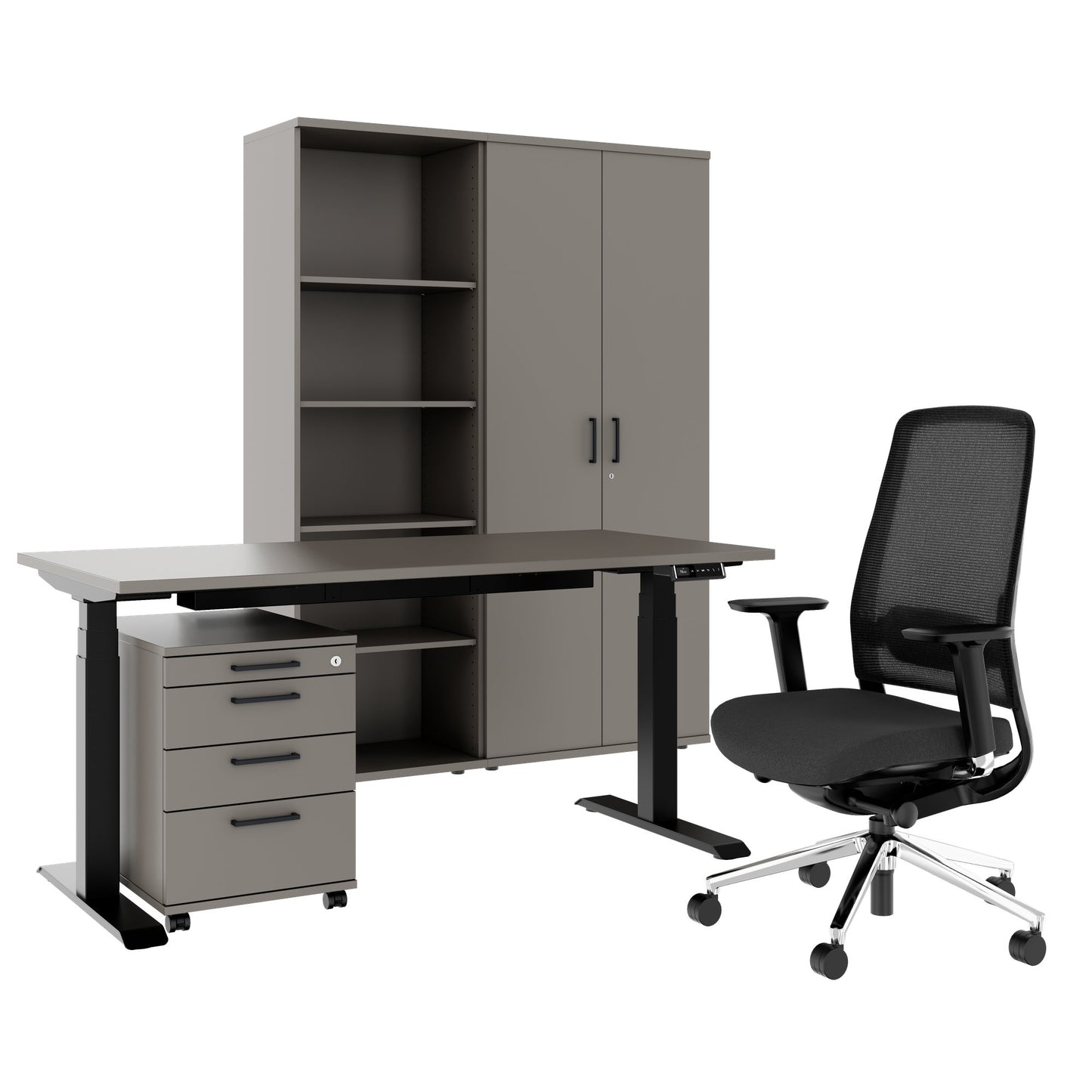 FUSION Set - Das ergonomische Komplettbüro | Cubanitgrau