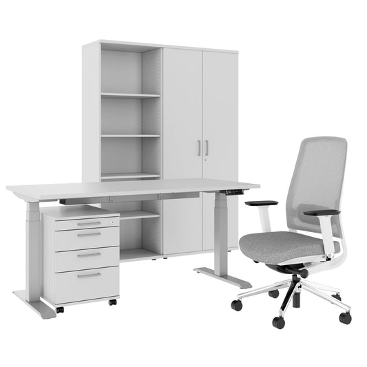 Set FUSION - L'ufficio completo ed ergonomico | Grigio perla