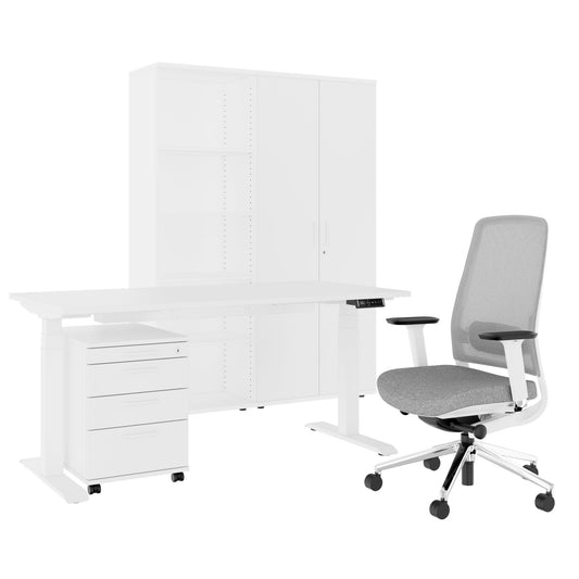 FUSION Set - Das ergonomische Komplettbüro | Weiß